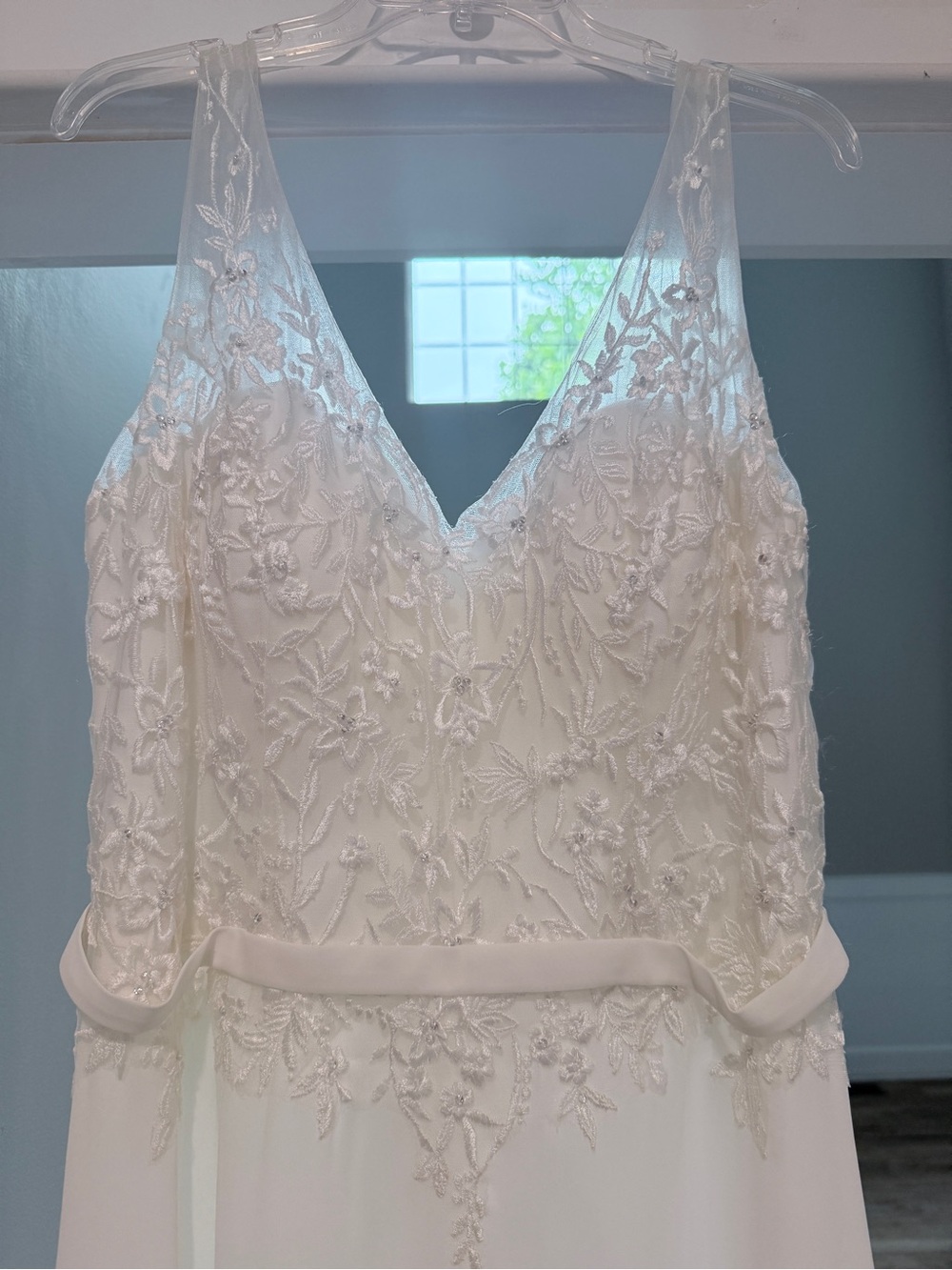 Mori Lee Ivory Beaded Lace V-Neck A-Line Wedding Gown